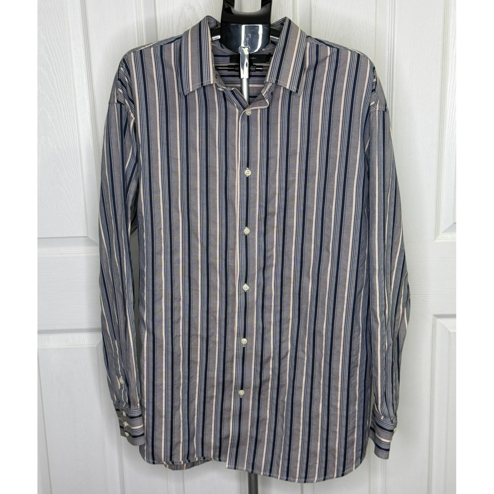 Vintage Y2K Sean John Mens XXL Striped Button Shirt Cotton Long Sleeve Hong Kong